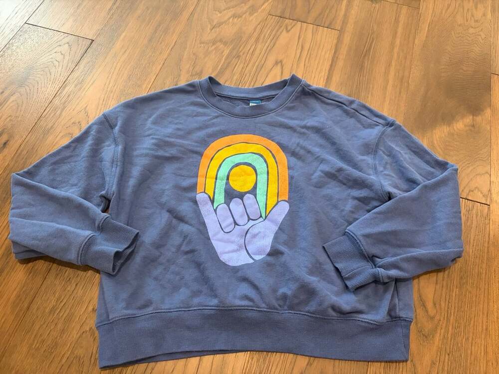 Old Navy Blue Rainbow Sun Graphic Crewneck Sweatshirt Size L (10-12)